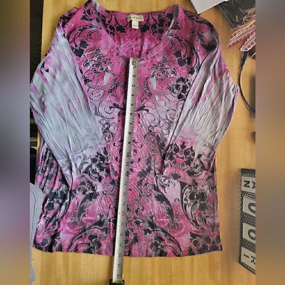 Woman's Long Sleeve Shirt with Silver Sequence (LS11) - Picture 2 of 8